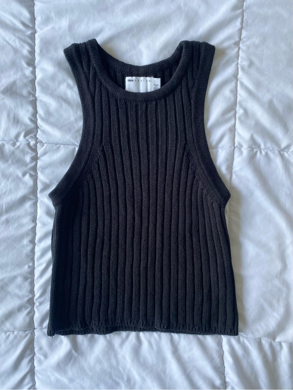 ASOS Black Ribbed Cropped Tank Top